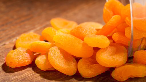 Close up of dried apricots 