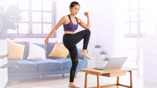 person working out at home